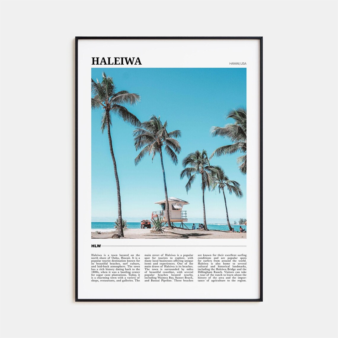 Haleiwa Travel Poster, Hawaii USA Art Print