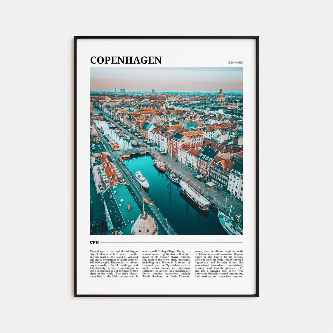 Copenhagen Travel Poster, Denmark City Wall Art