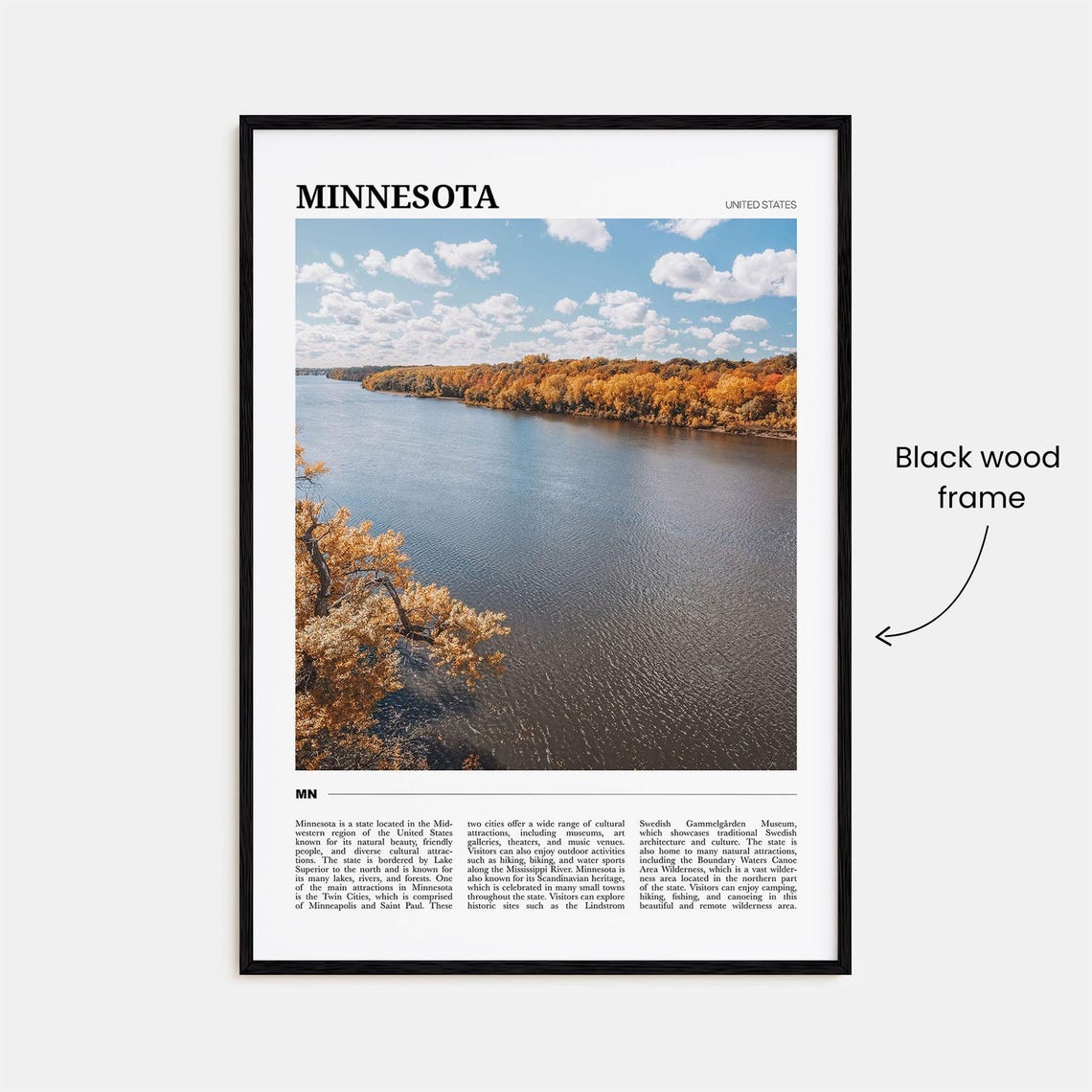 Minnesota United States Autumn River and Forest Travel Poster - Image 2