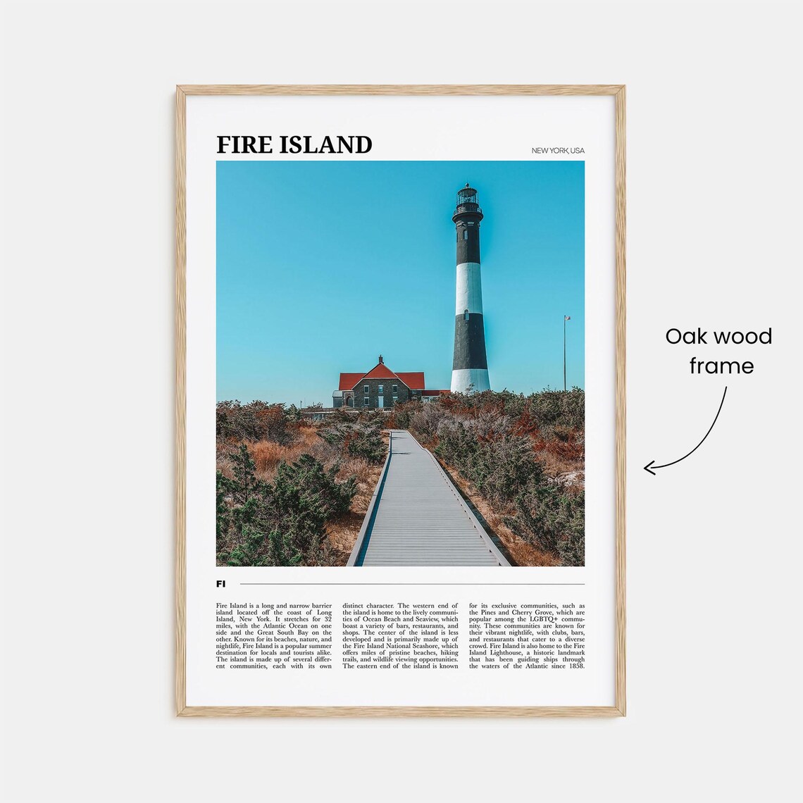 Fire Island Lighthouse Boardwalk New York Beach Vintage Travel Poster - Image 3