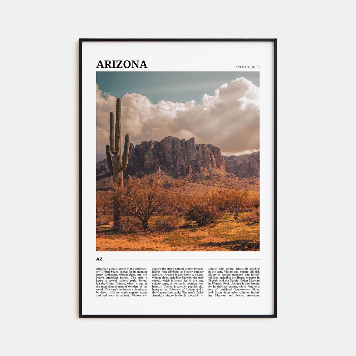 Arizona Travel Poster No 1 Arizona Wall Art Arizona Poster Print Arizona Photo Arizona Decor Usa