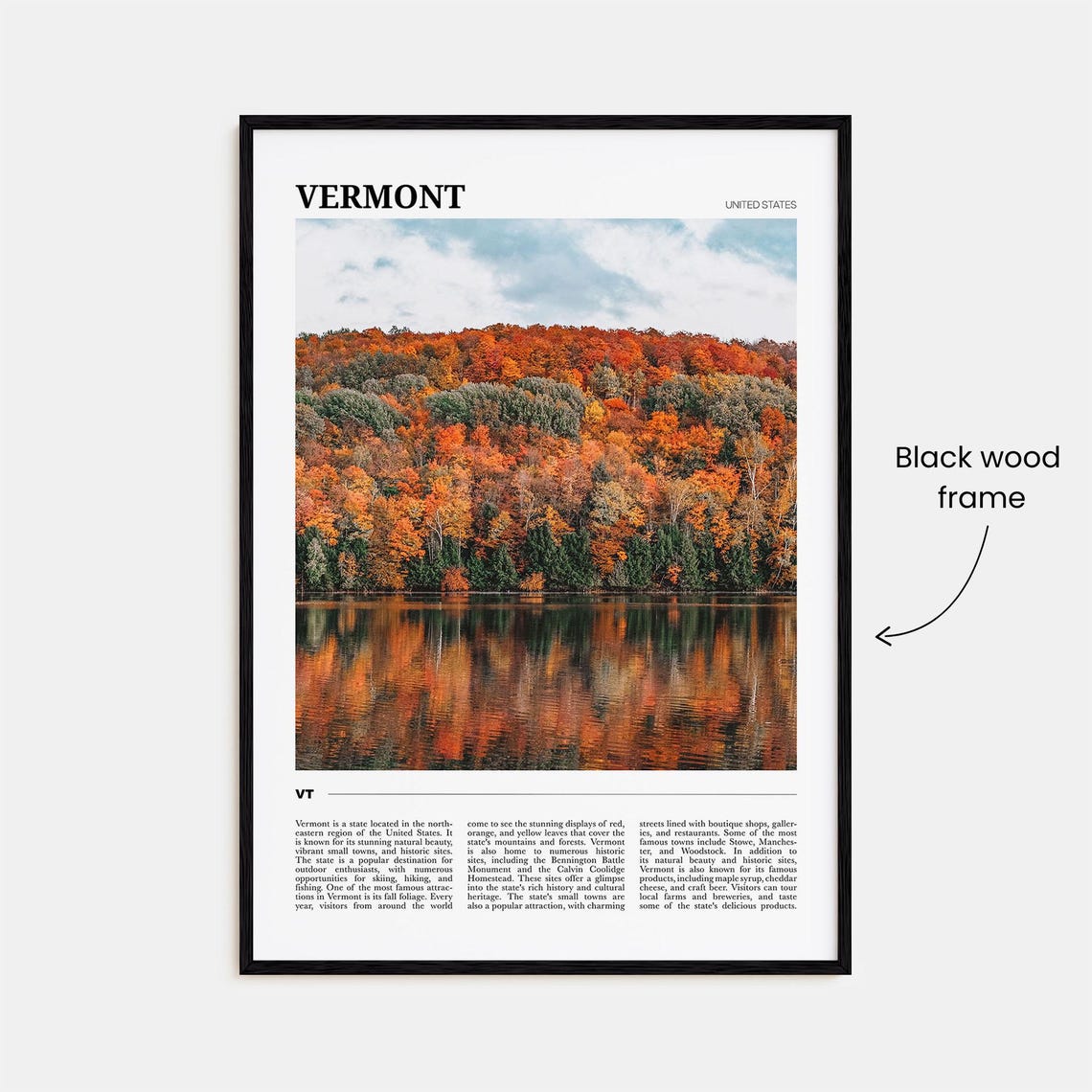 Vermont Autumn Foliage Hillside Mirrored in Lake Waters Poster - Image 2