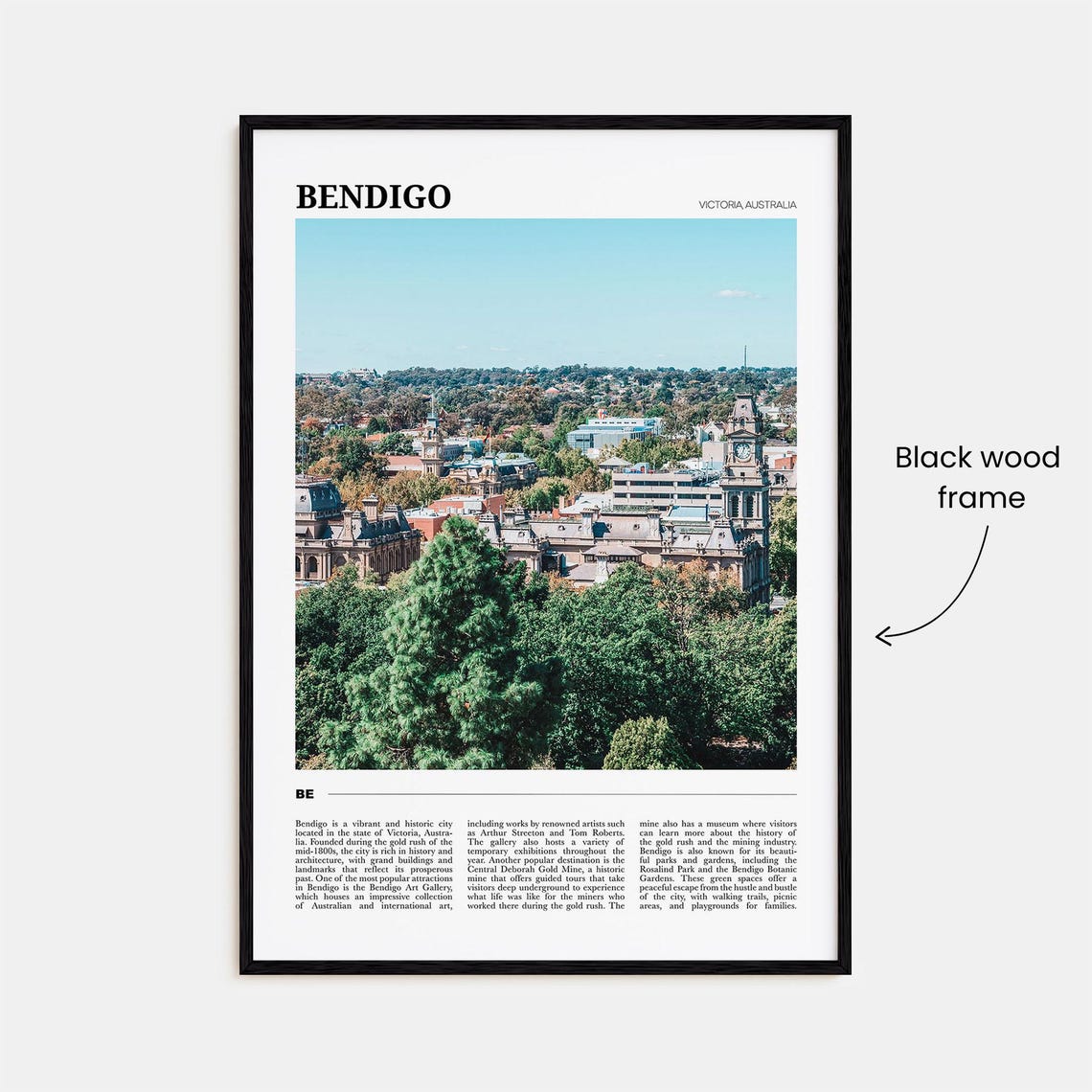 Bendigo Australia Gold Rush City Skyline Historic Tower Poster - Image 2