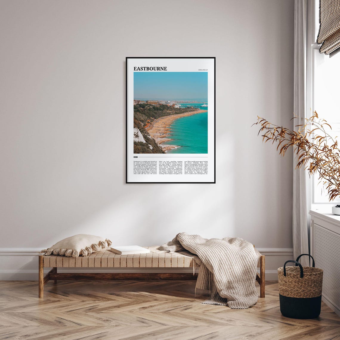 Eastbourne England Seaside Beach and White Cliffs Aerial Poster - Image 4