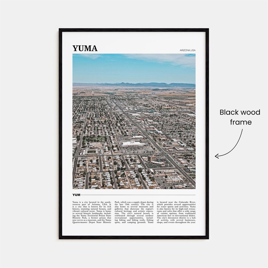 Yuma Arizona Desert City Aerial Grid Streets Travel Poster Series - Image 2