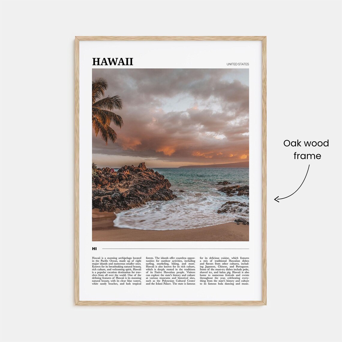 Hawaii Sunset Palm Beach Volcanic Rock Coast Travel Poster Series - Image 3