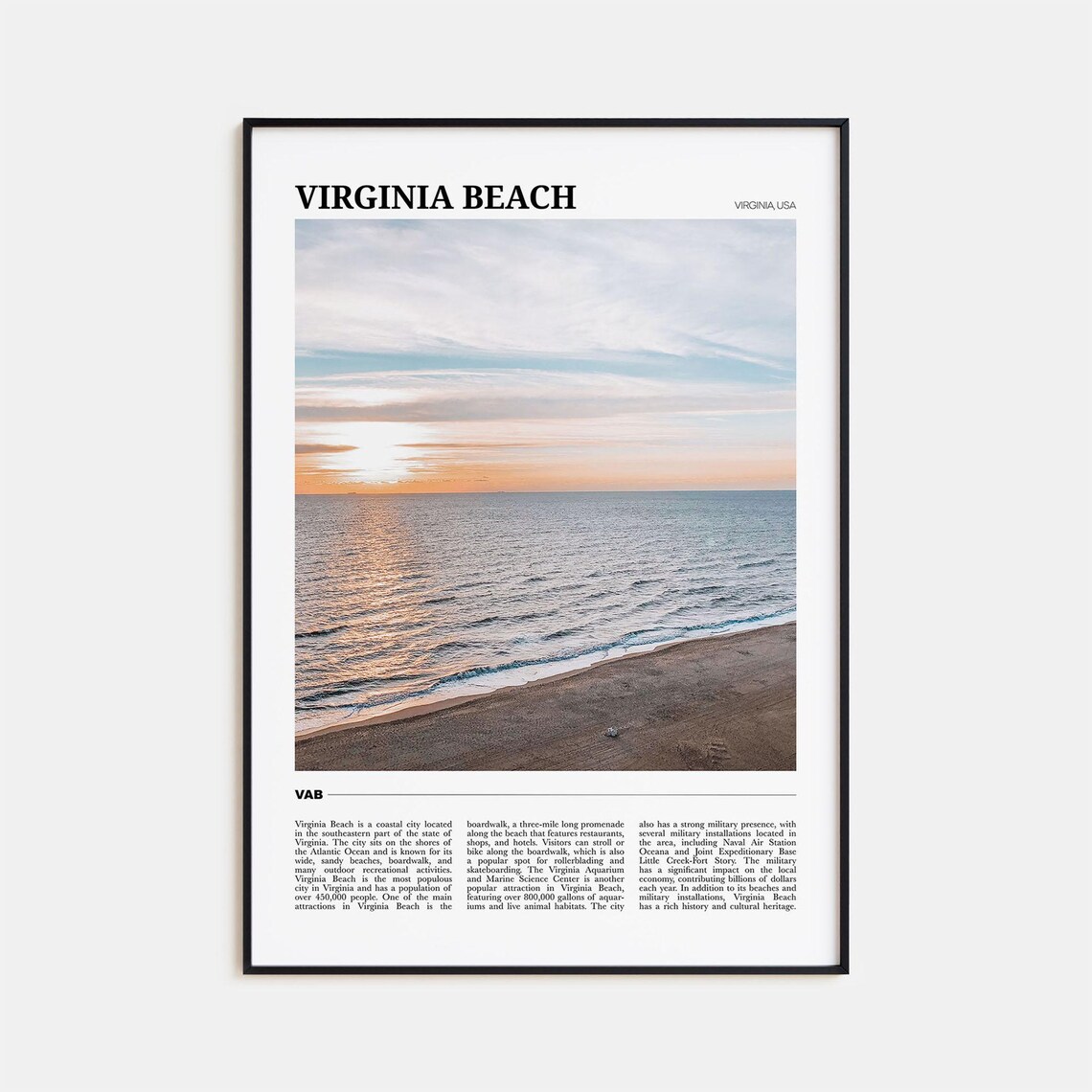 Virginia Beach Virginia Ocean Sunset Travel Poster Beach Art
