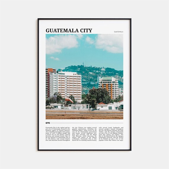 Guatemala City Guatemala Airfield and Urban Scenic Skyline Poster