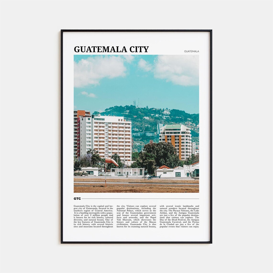Guatemala City Guatemala Airfield and Urban Scenic Skyline Poster
