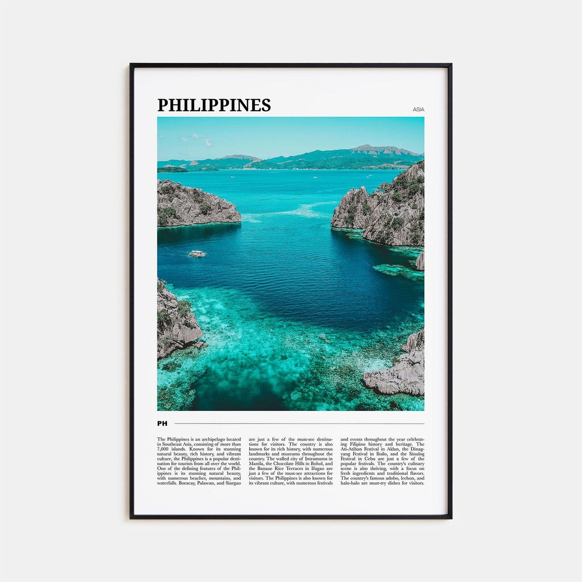 Philippines Tropical Lagoon Turquoise Water Limestone Travel Poster