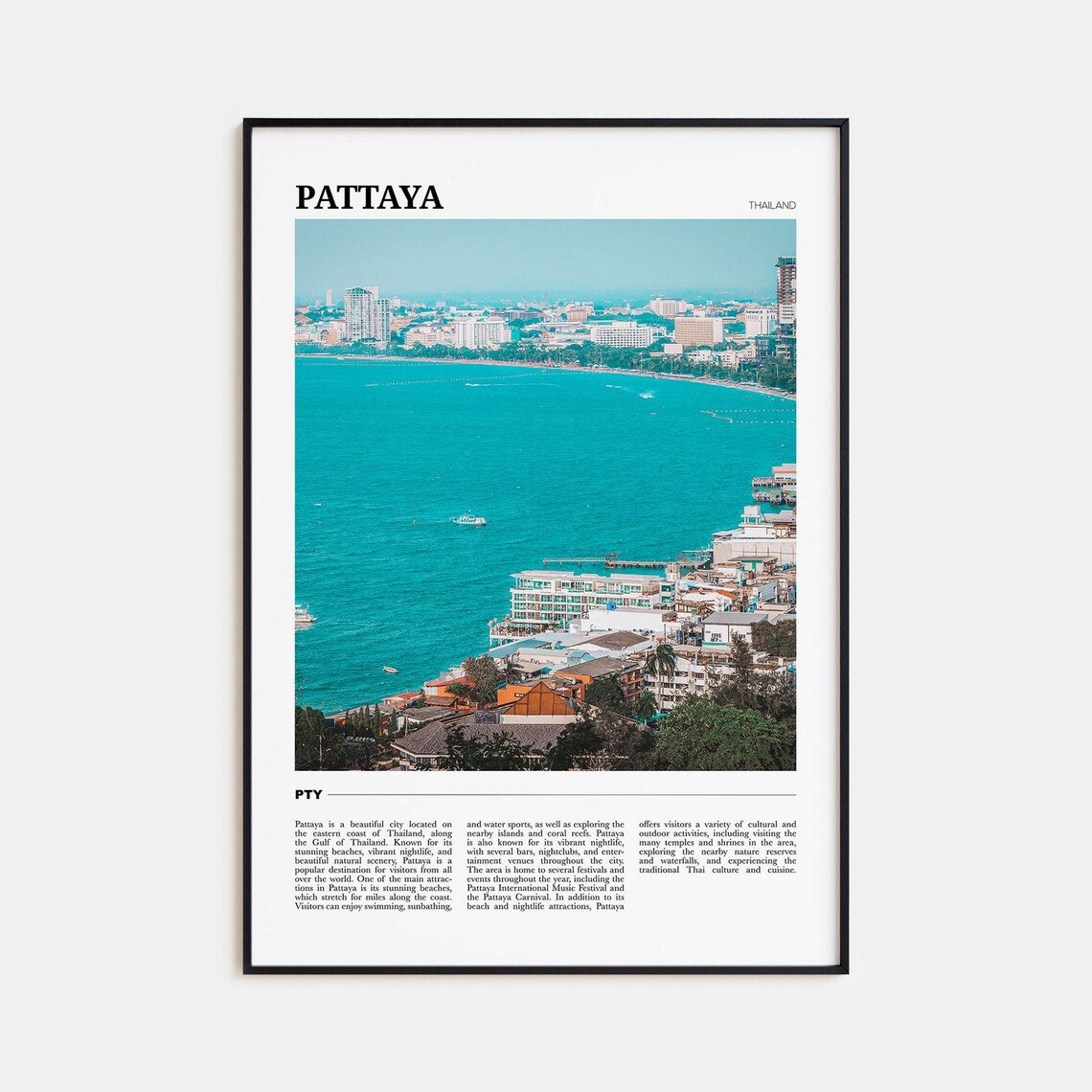 Pattaya Thailand Gulf Coast Turquoise Bay Beach Cityscape Photo Poster