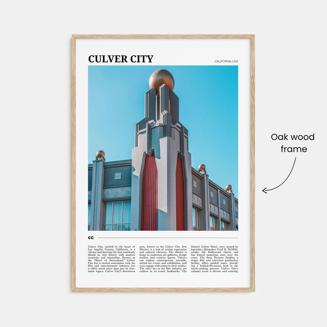 Culver City California Art Deco Tower Landmark Travel Poster - Image 3