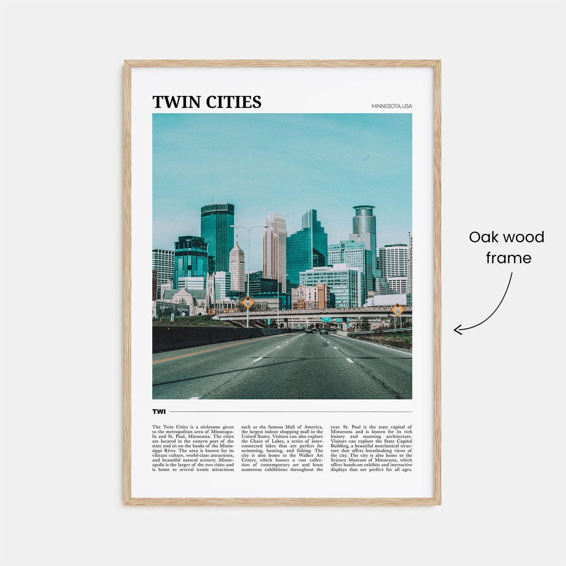 Twin Cities Minnesota Minneapolis Downtown Skyline Travel Poster - Image 3