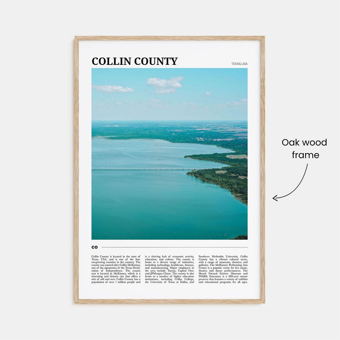 Collin County Texas Aerial Lake Bridge Shoreline Nature Scenic Poster - Image 3