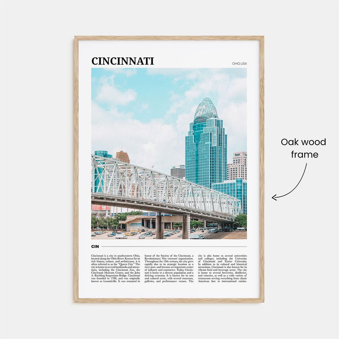 Cincinnati Ohio Skyline Bridge River Travel Photography Poster - Image 3
