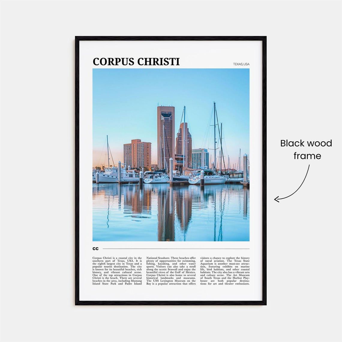 Corpus Christi Texas Marina Sailboats Downtown Skyline Dusk Poster - Image 2