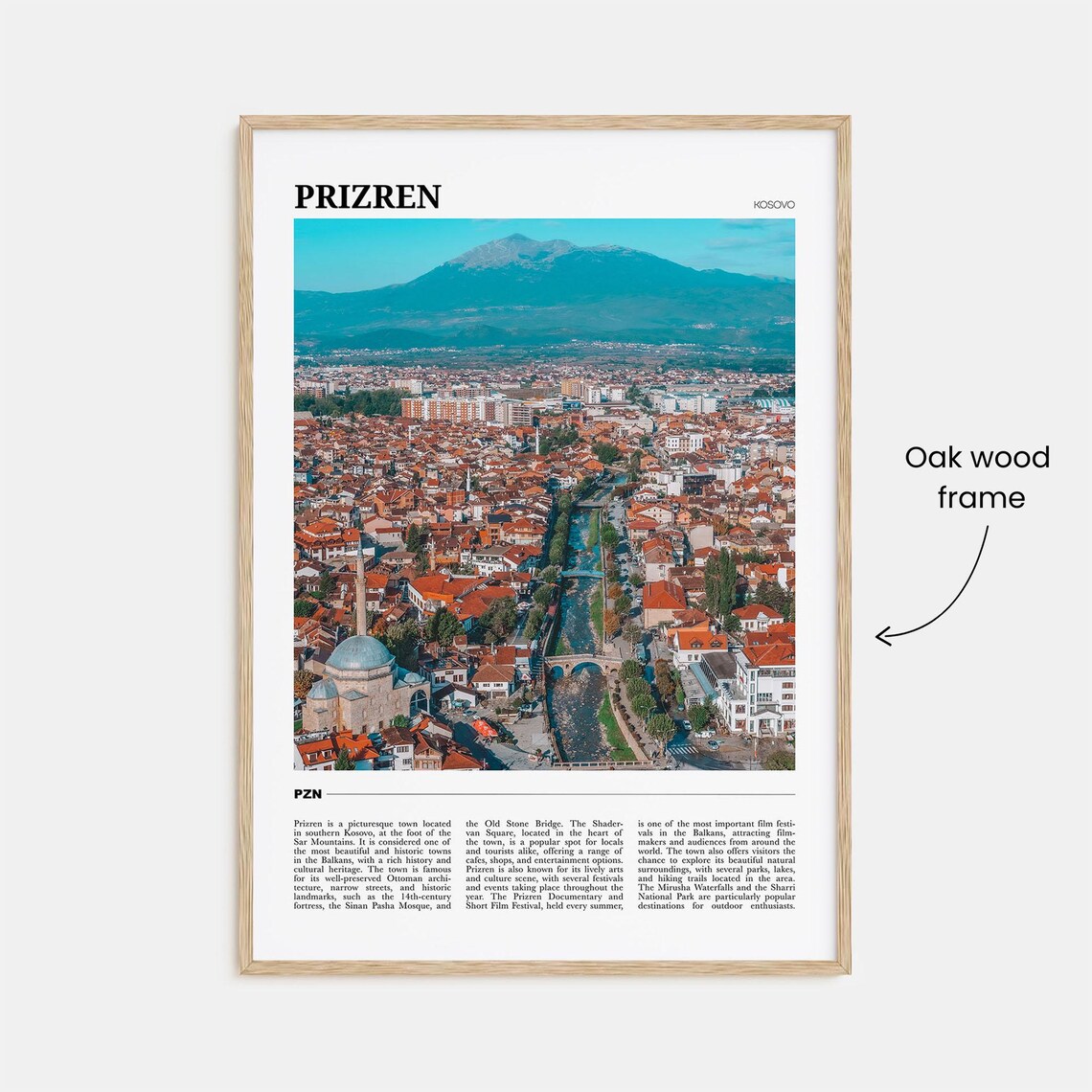 Prizren Kosovo Old Town River Minaret Mountains Travel Poster - Image 3