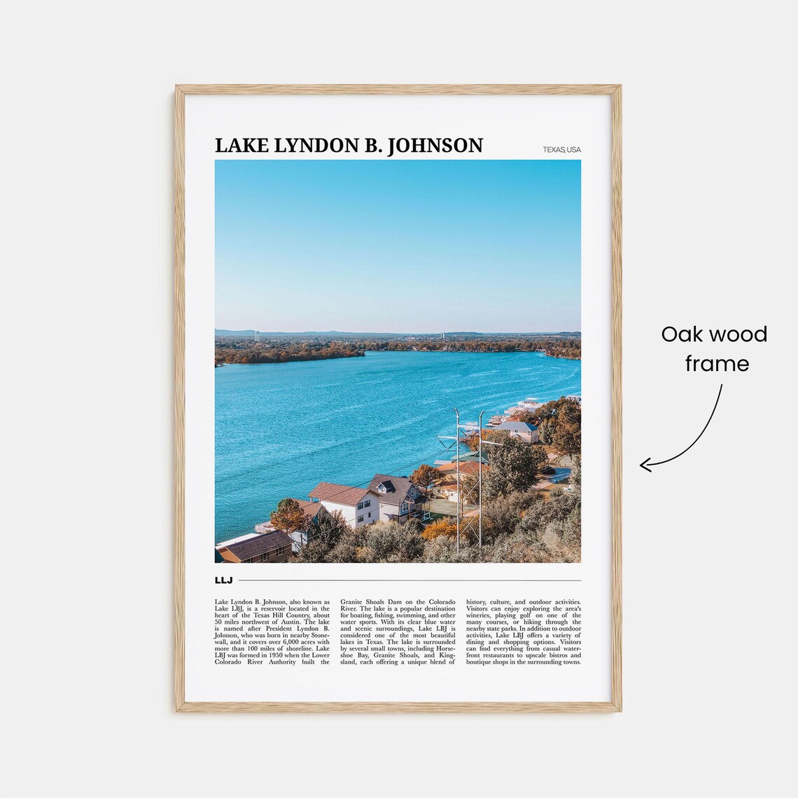 Lake Lyndon B Johnson Texas Hill Country Lake Aerial Travel Poster - Image 3