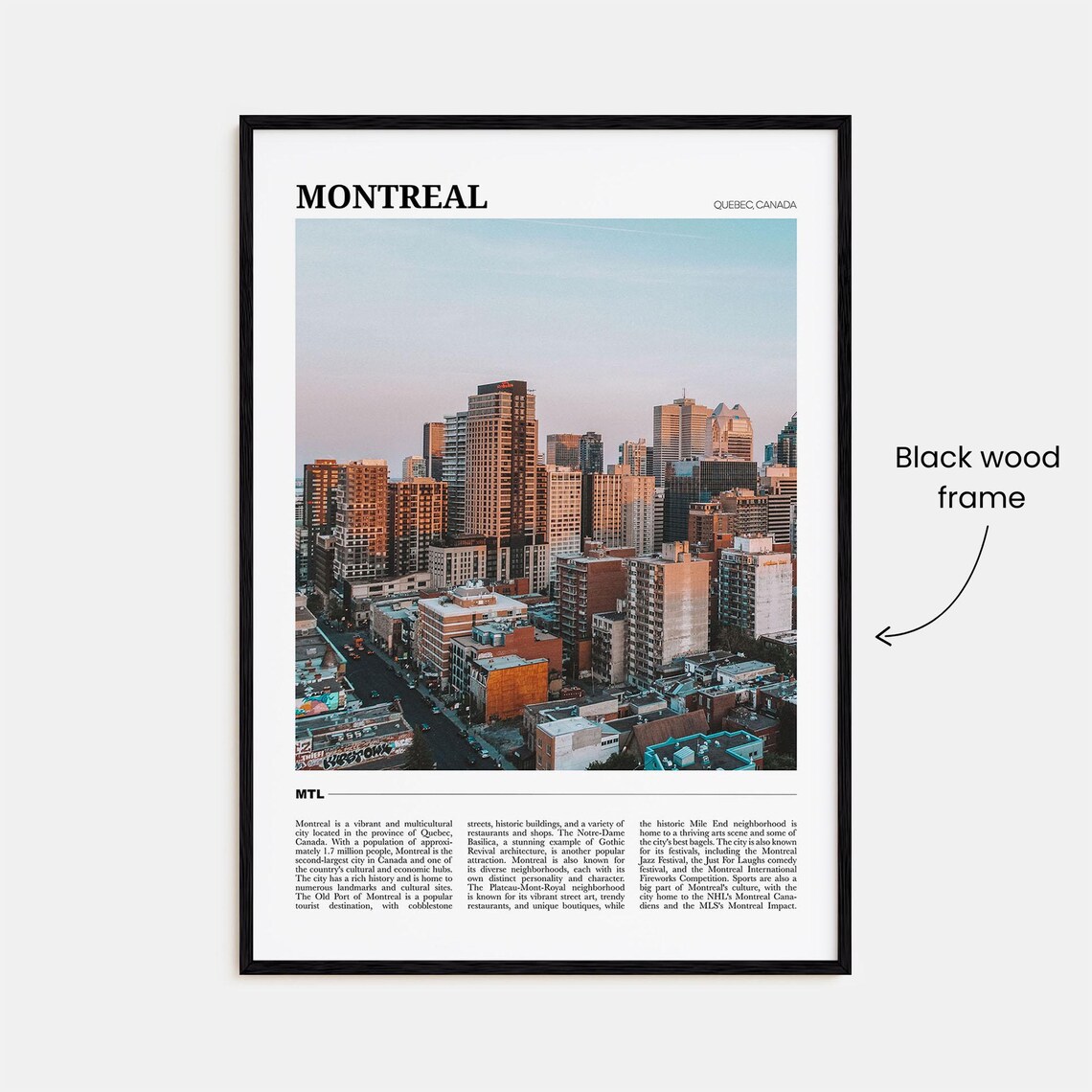 Montreal Quebec Canada Travel Poster With Downtown Skyline Photo - Image 2