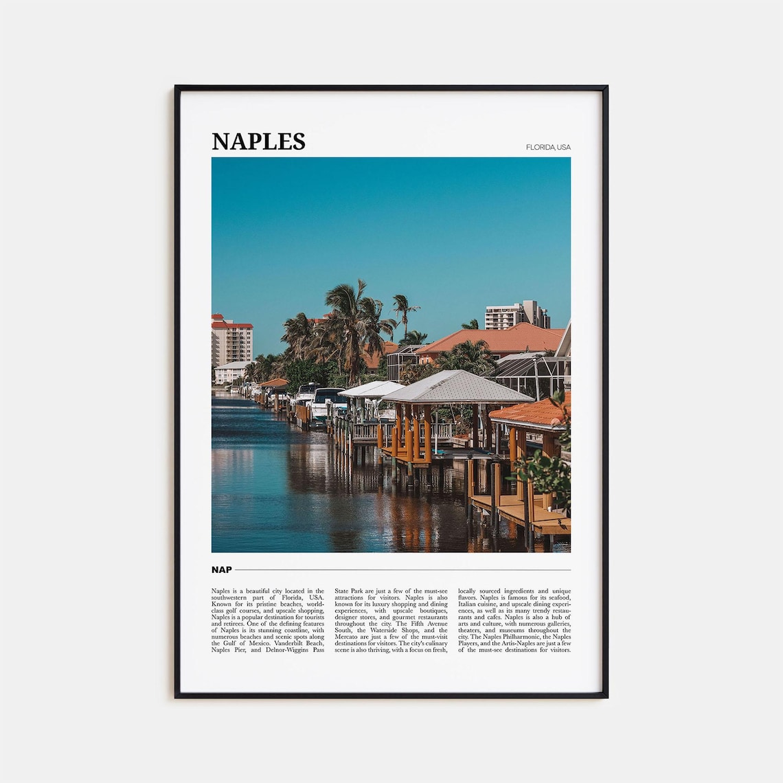 Naples Florida USA Marina Sailboats Palm Trees Waterfront Photo Poster