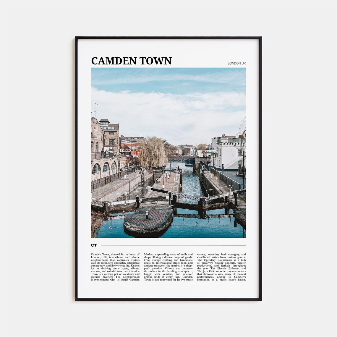 Camden Town London Canal Lock View Photography Travel Poster