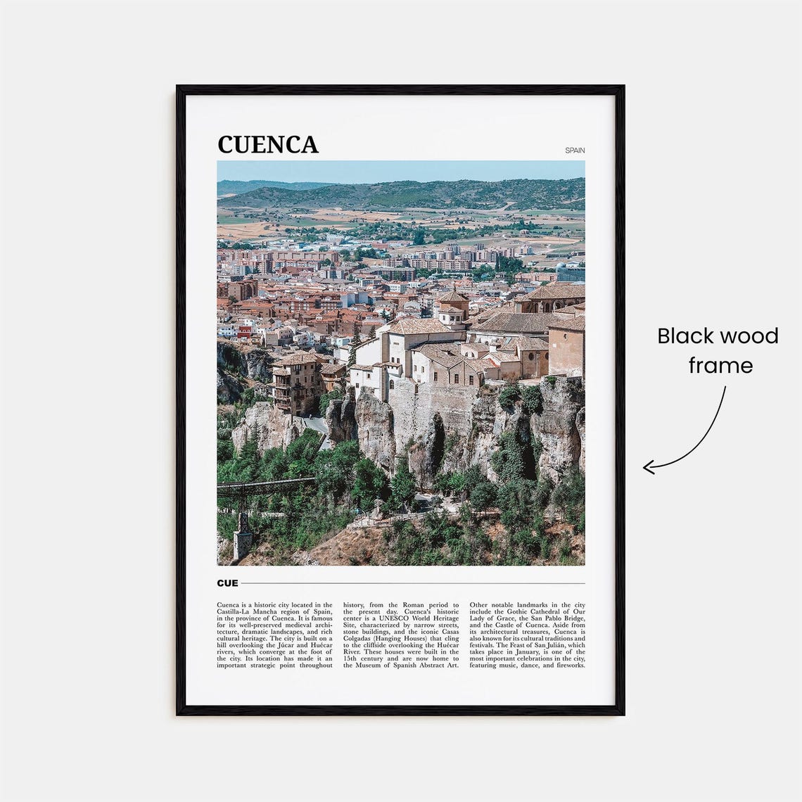 Cuenca Spain Clifftop Old Town Hanging Houses UNESCO Heritage Poster - Image 2