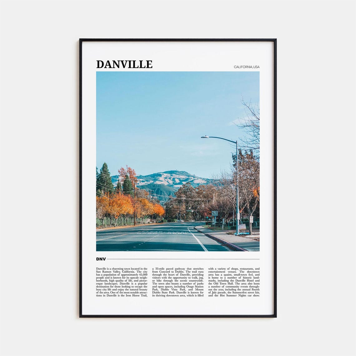 Danville Travel Poster California Danville Wall Art Danville Poster Print Danville Photo Danville Decor California Usa