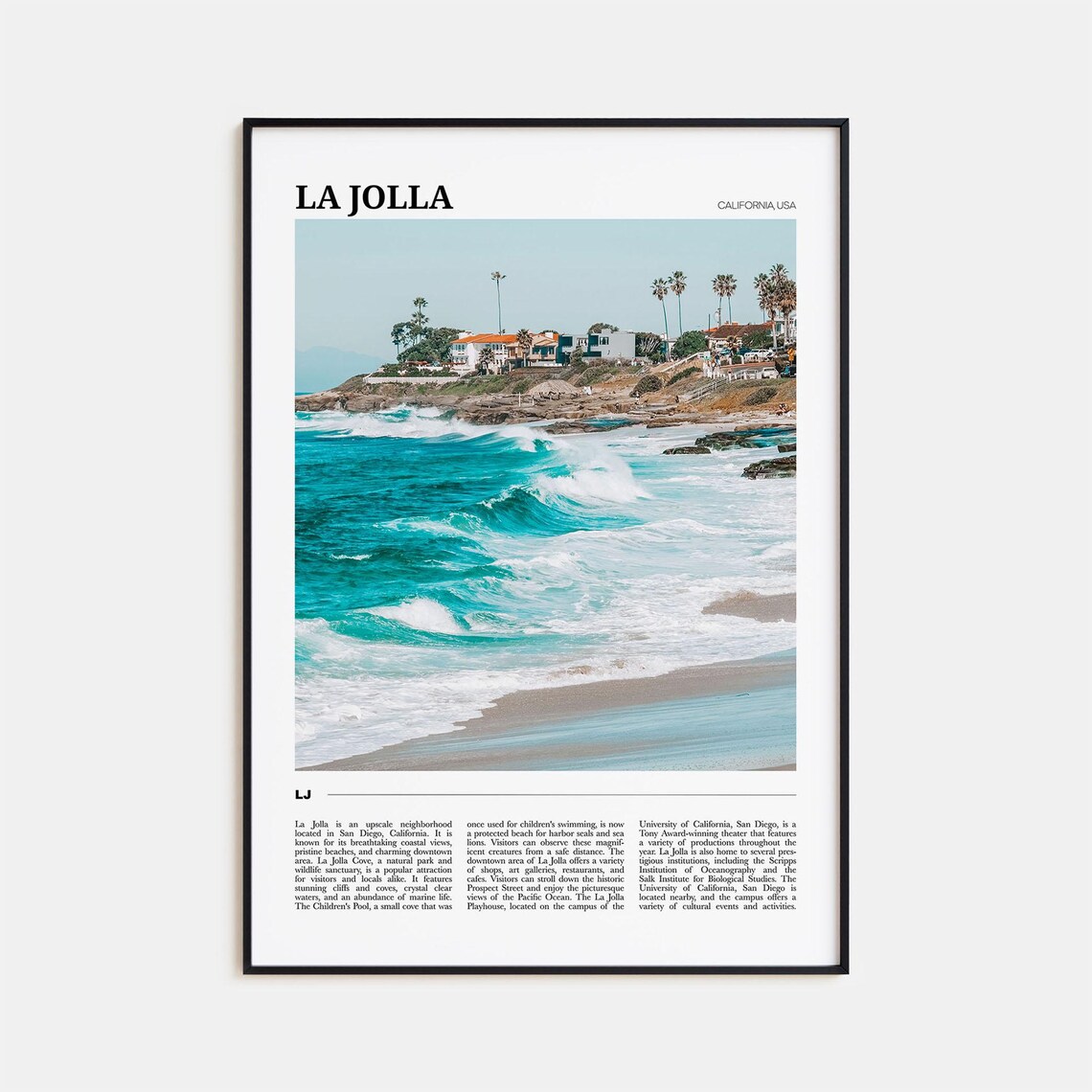 La Jolla Travel Poster, California USA Travel Poster