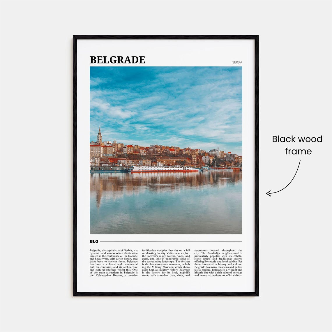 Belgrade Serbia Danube Riverfront Old Town Skyline Travel Poster - Image 2