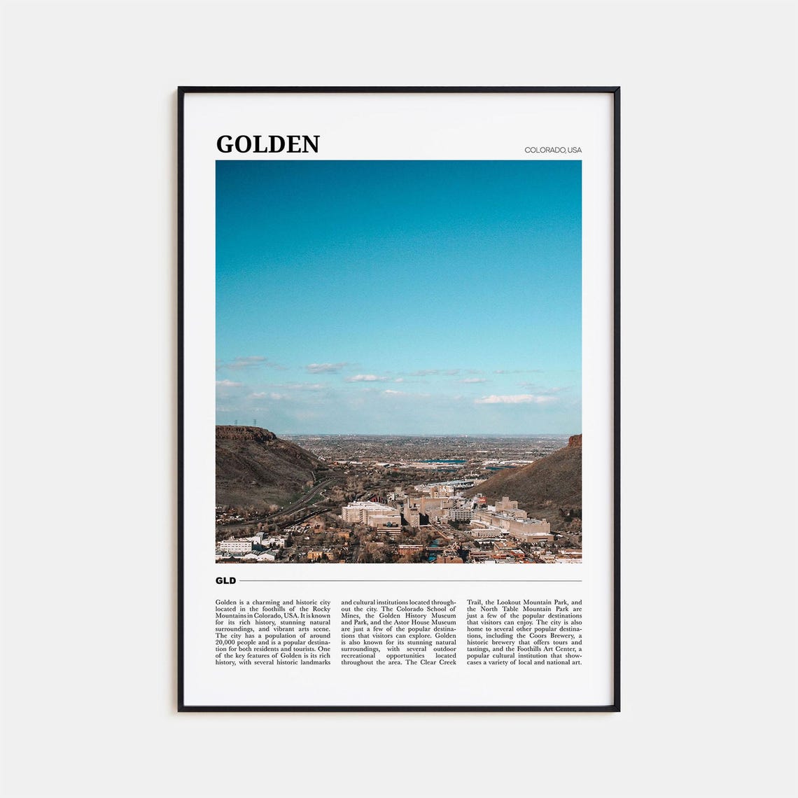 Golden Colorado Rocky Mountain Foothills Panoramic City View Poster