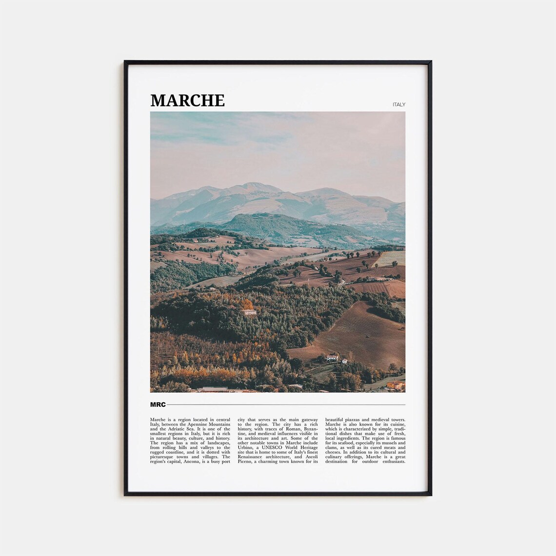 Marche Travel Poster, Italy Place Wall Art Print