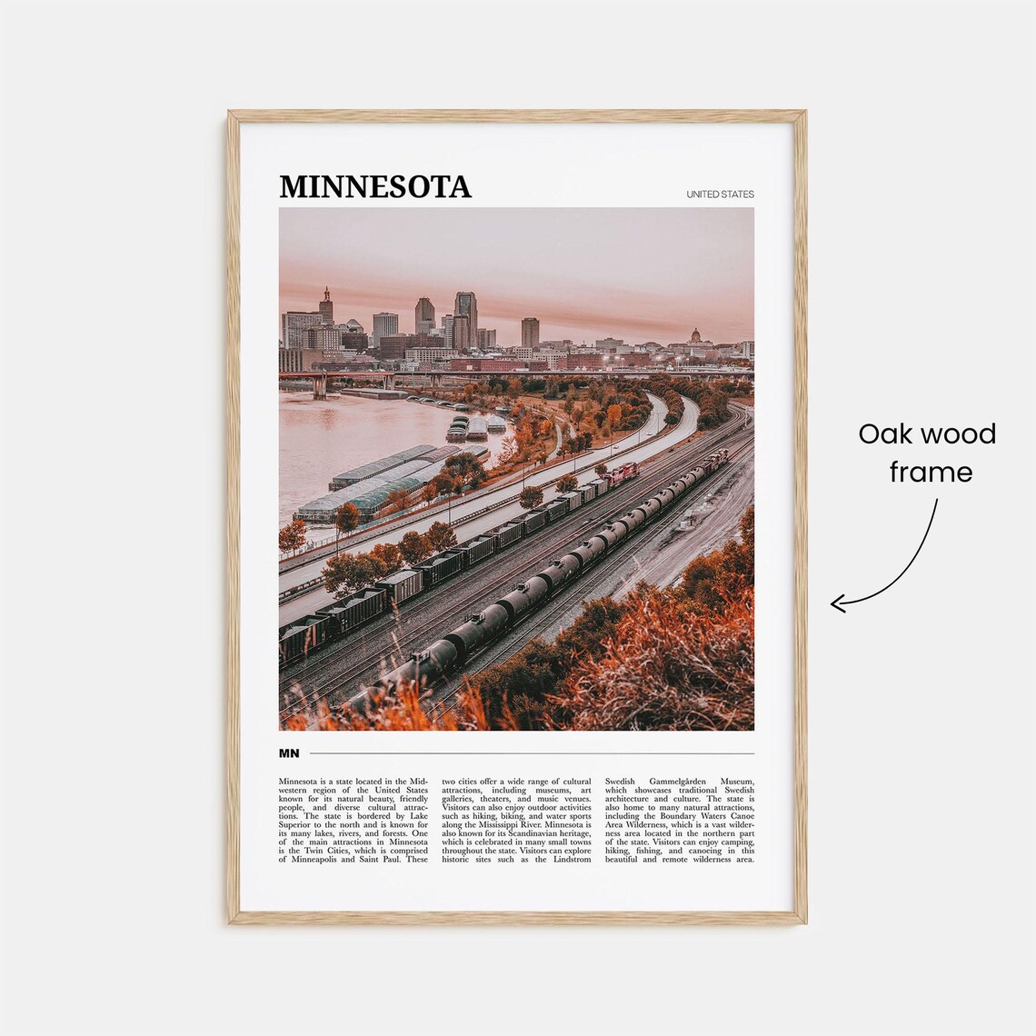 Minnesota USA Twin Cities Skyline River Rail Yard Travel Photo Poster - Image 3