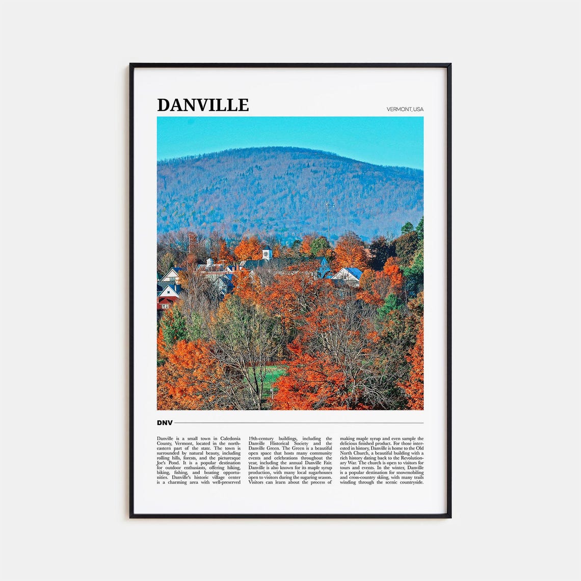 Danville Vermont USA Fall Foliage Town Mountain Autumn Travel Poster