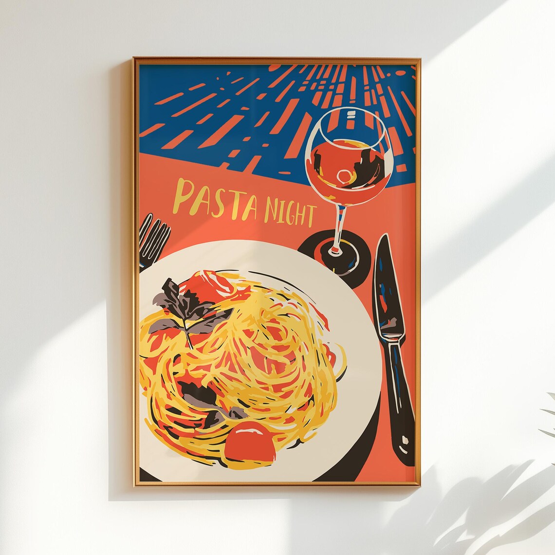 Pasta Night Spaghetti Retro Diner Art Print