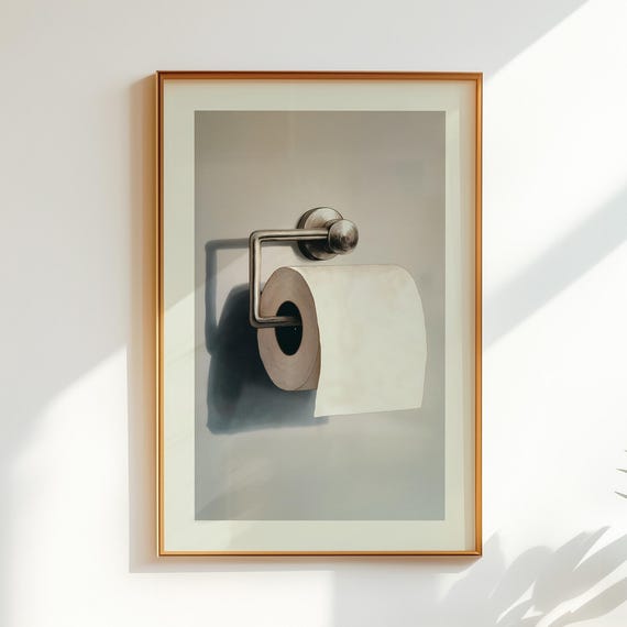 Funny Toilet Decor Bathroom Accessory Humor Still Life Paper Roll Art Digital Download