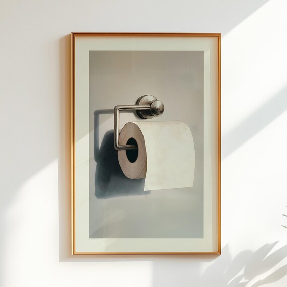 Toilet Paper Roll Minimal Still Life Modern Bathroom Chic Poster