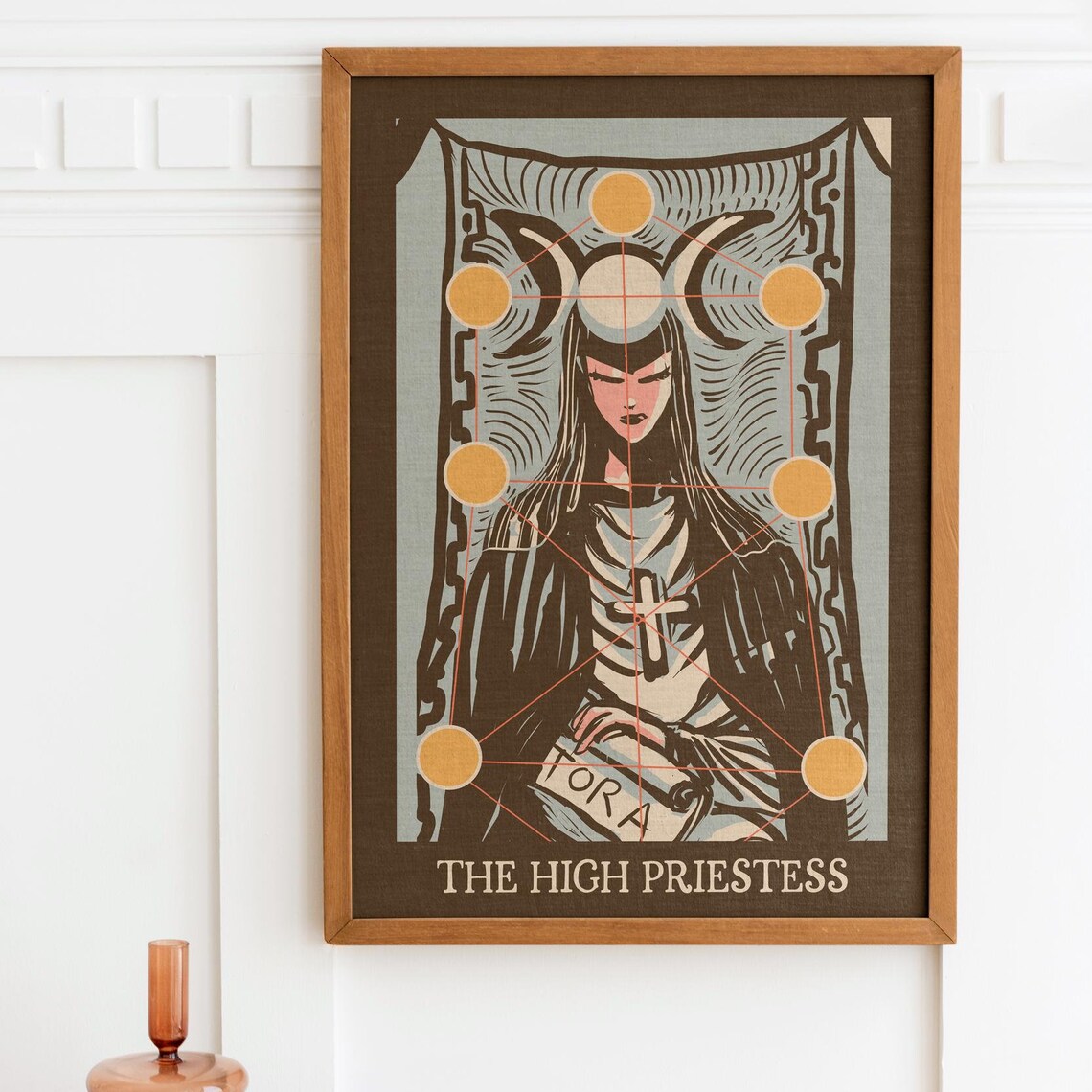The High Priestess Tarot Brown Art Nouveau Celestial Art Print - Image 2