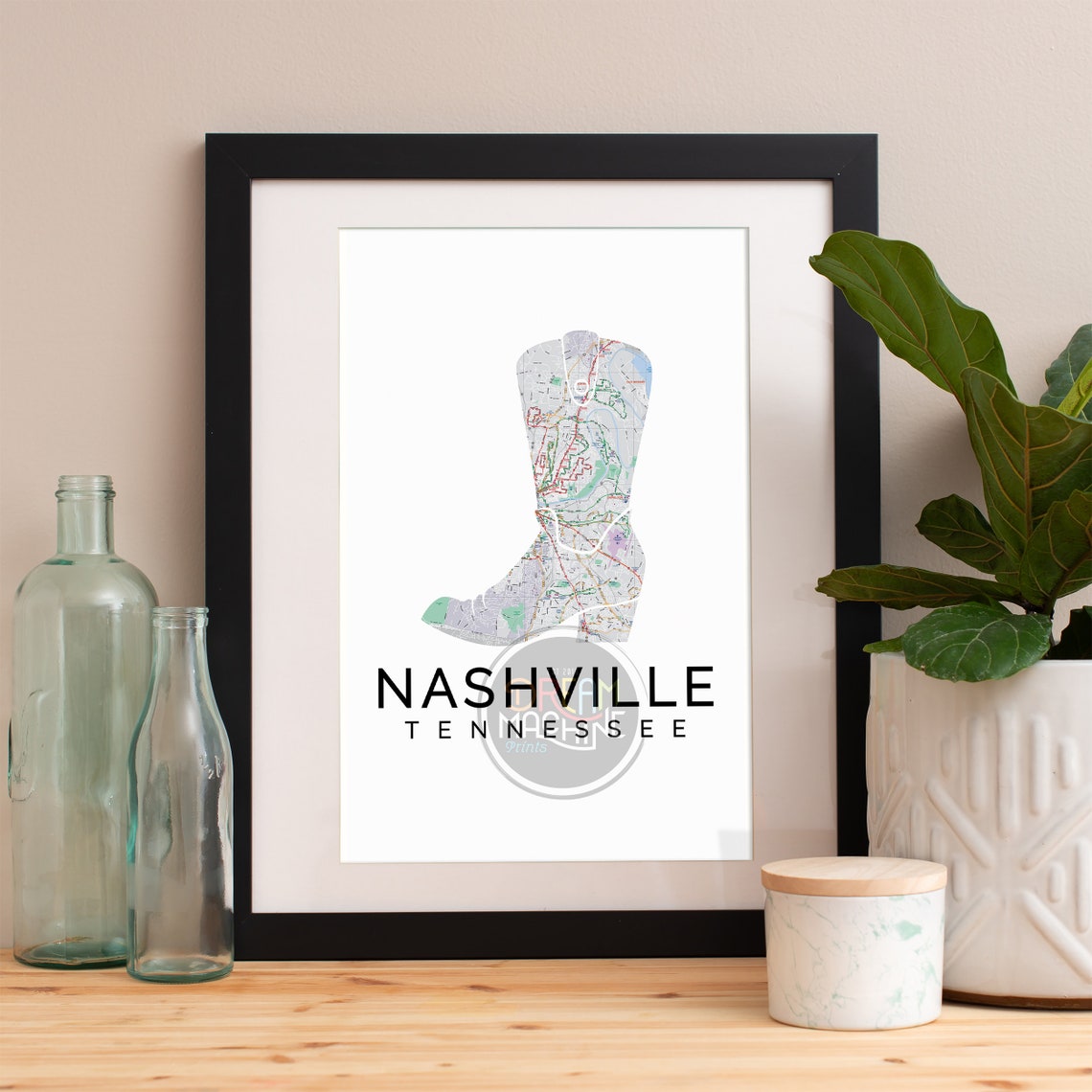 Nashville Print Nashville Skyline Nashville Art Nashville Poster Nashville Watercolor Nashville Art Print Nashville Map Nashville Art