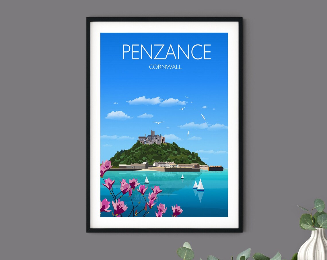 Penzance Travel Poster, Cornwall UK Travel Print - Image 3