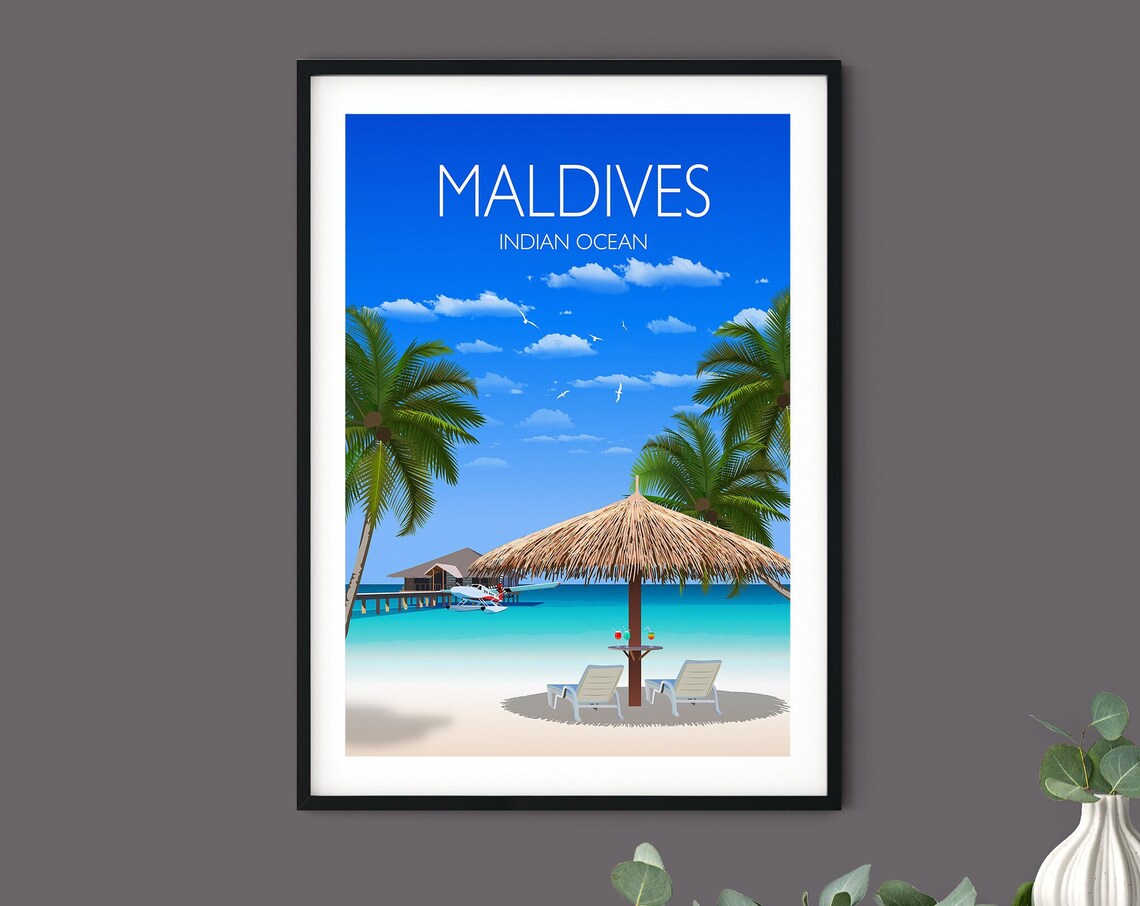 Maldives Travel Poster, Indian Ocean Travel Print - Image 3