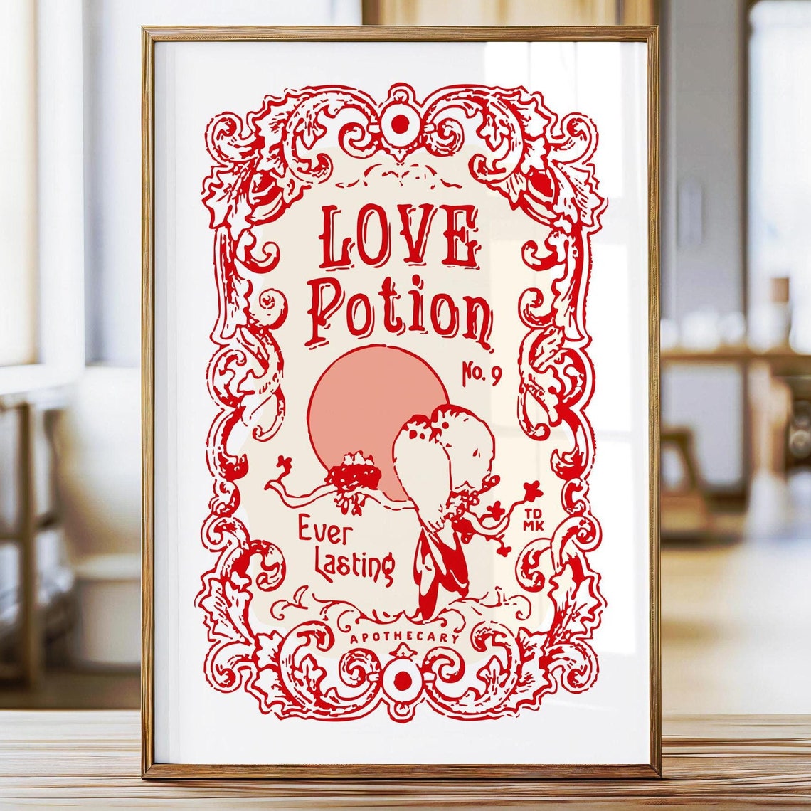 Love Potion No 9 Vintage Apothecary Label Red Romance Poster