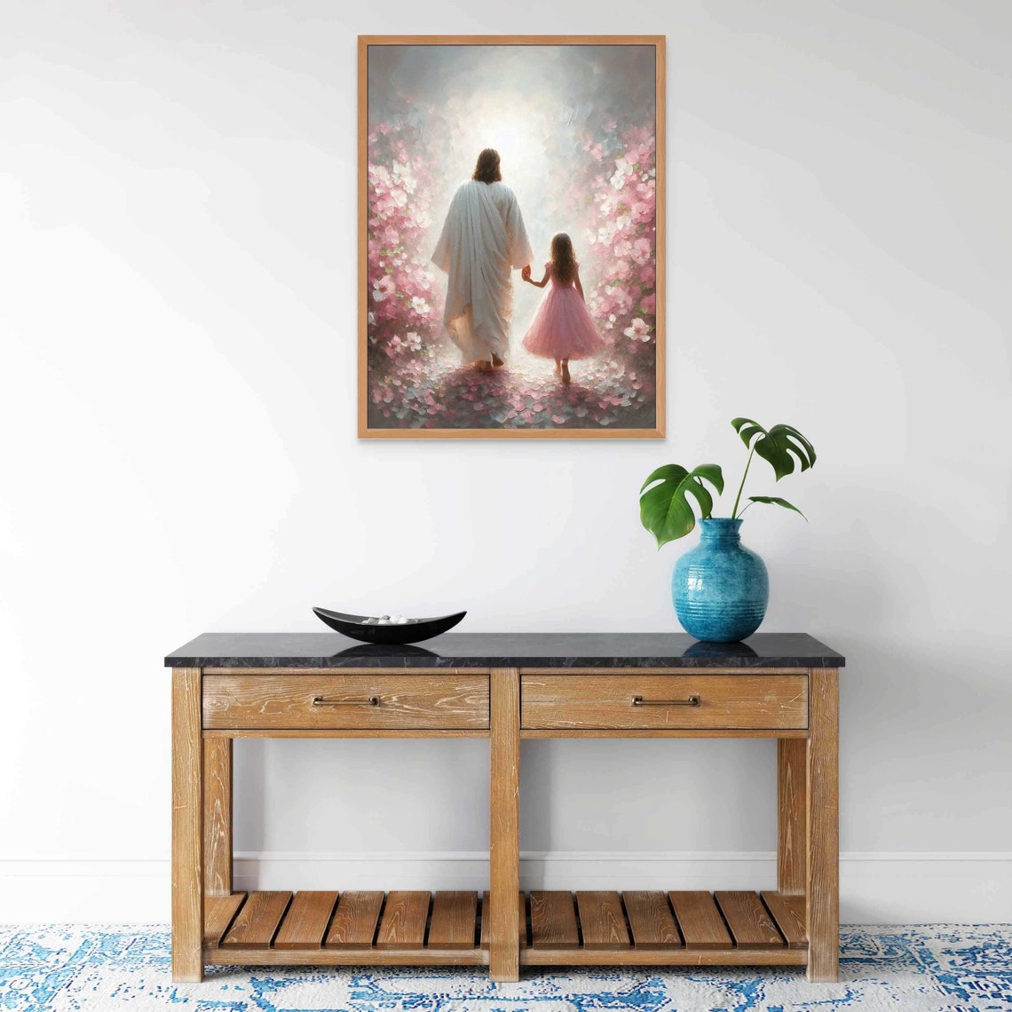 A Path Of Faith Christian Painting Jesus Walking With Girl Art Jesus Christ Painting Lds Art Bible Painting Jesus With Children Art - Image 6
