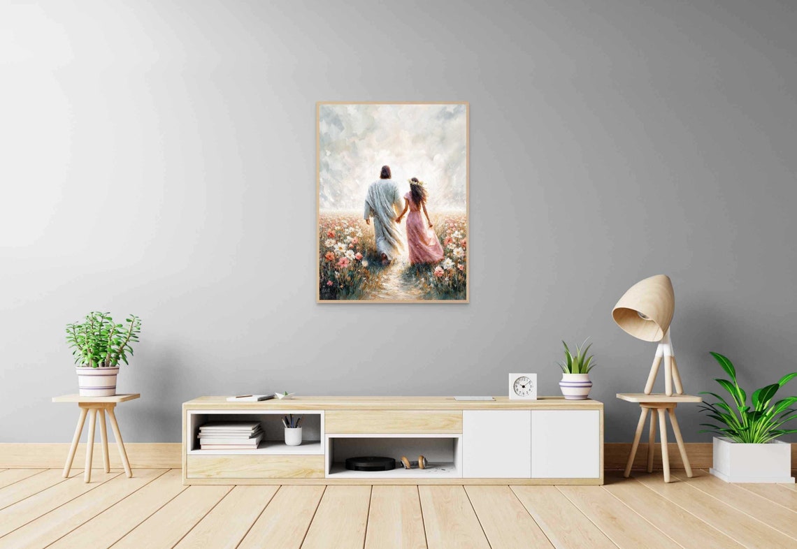 Walking With Christ Modern Christian Art Jesus Walking With Woman Jesus And Girl Art Lds Art Bible Painting Picture Of Jesus Prints - Image 5