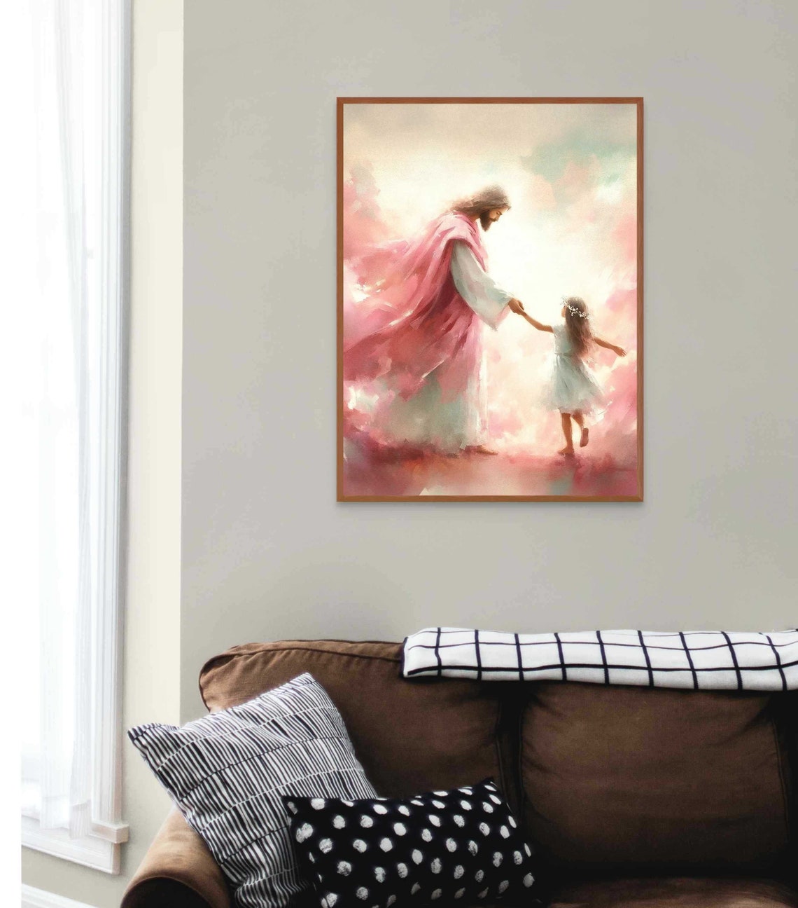 Always With Her Christian Wall Art Jesus And Girl Art Picture Of Jesus Lds Art Bible Verse Wall Art Jesus With Children Baptism Art - Image 4