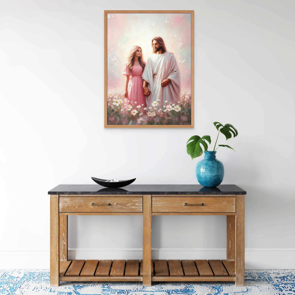 Hand In Hand Modern Christian Art Jesus With Girl Jesus Prints Lds Art Bible Painting Jesus And Woman Jesus Art Christian Prints - Image 7