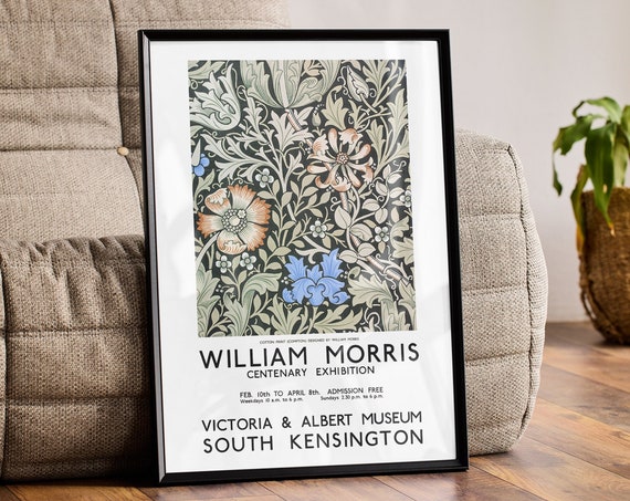 William Morris Print Wall Art William Morris Museum Poster Centenary Exhibition Ad Bp14