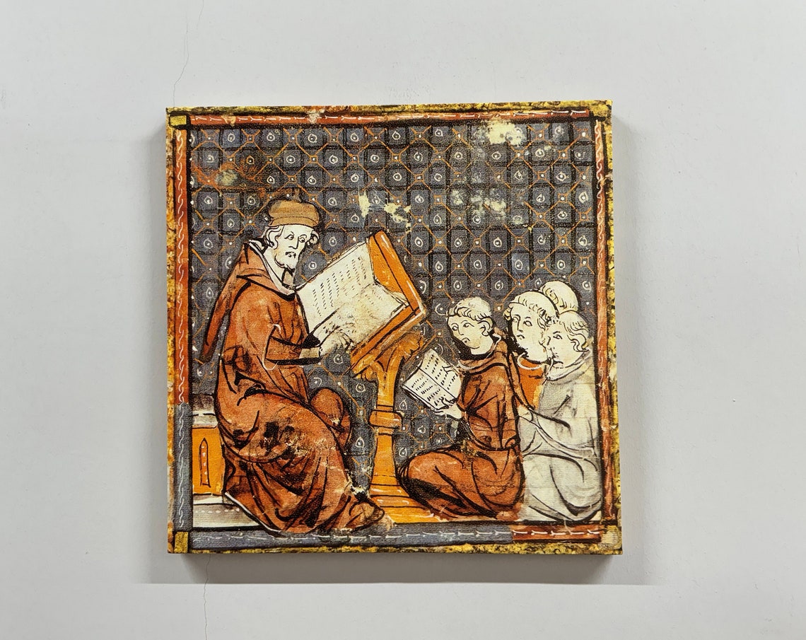 Medieval Manuscript Miniature Teacher Reading To Students Wall Art