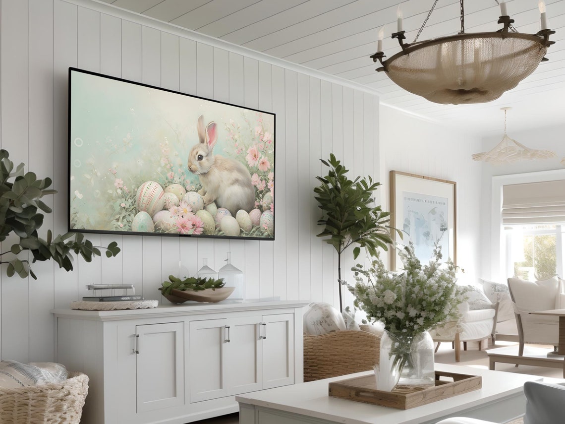 Easter Bunny Art, Cute Floral Bunny - Image 3