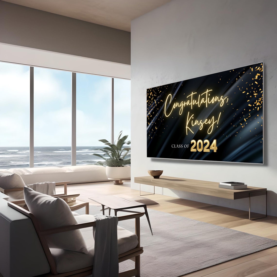 Congratulations Class of 2024 Gold Confetti Grad Party Poster - Image 3