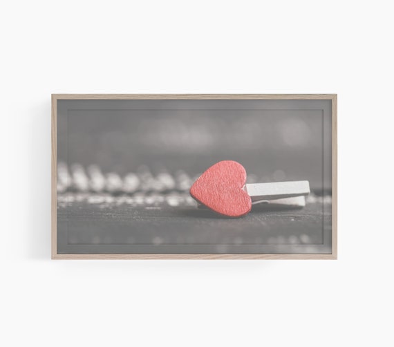 Heart Clothespin Valentines Day Art For Frame Tv Red Heart Frame Tv Art Clothepin Heart On Moody Background Art